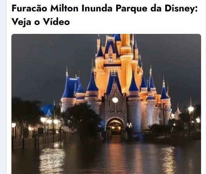 É falso que furacão Milton alagou parques da Disney em Orlando?
